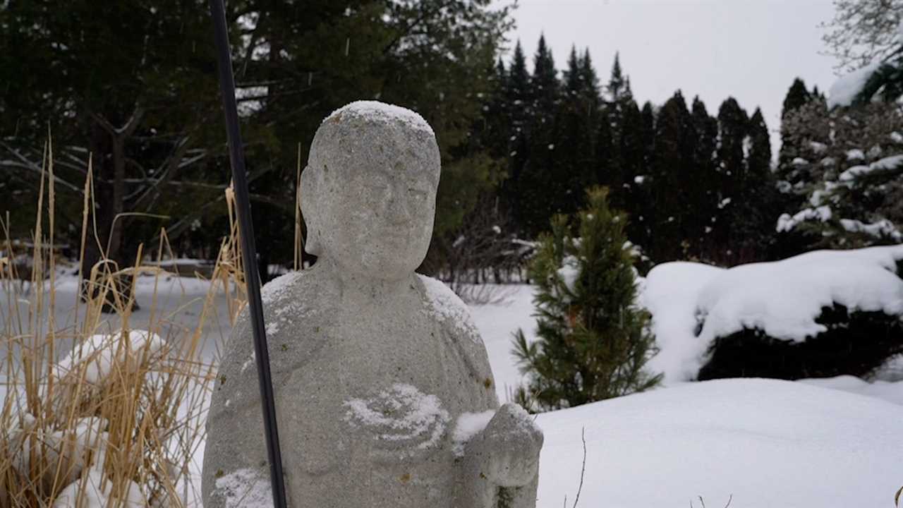 A statue at the Vermont Zen Center in Shelburne.