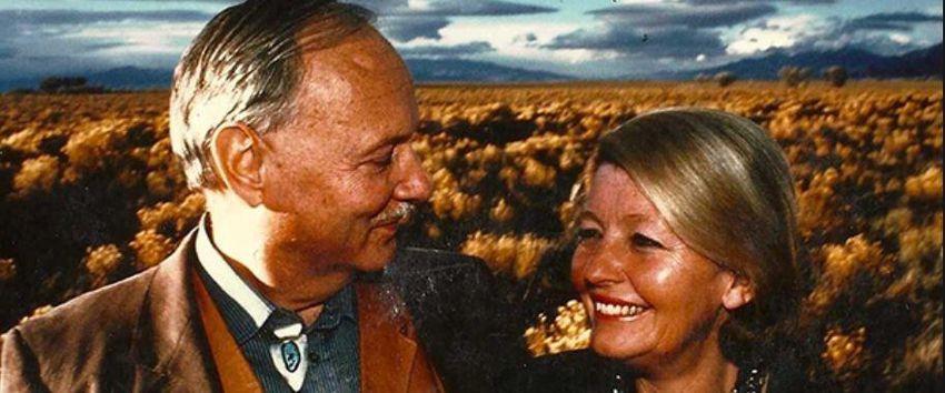 Hanne and Maurice Strong on their Baca Ranch land near Crestone, Colorado.