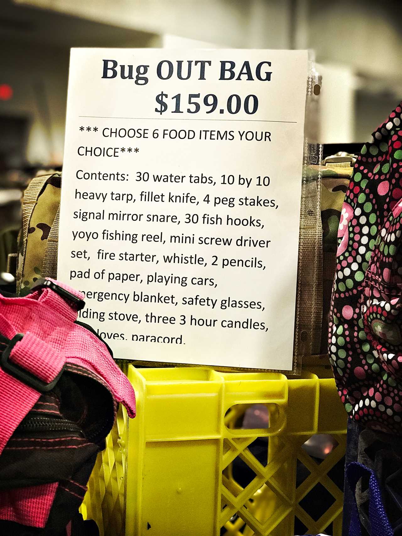 Bug-out-bags for sale in Louisville.