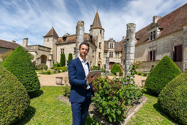 Feeling at home: Anthony Mackle, at a 15th-century listed chateau near Bergerac in the Dordogne, has seen a 50 per cent rise in British buyers... including himself