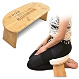 Monk & Lama Kneeling meditation bench with foldable legs & cushions - Perfect knee stool Ergonomic bamboo yoga bench for longer practice - Including carrying bag (beige)