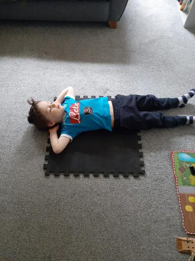 Hugo McCrory, four years old, enjoys classes in yoga