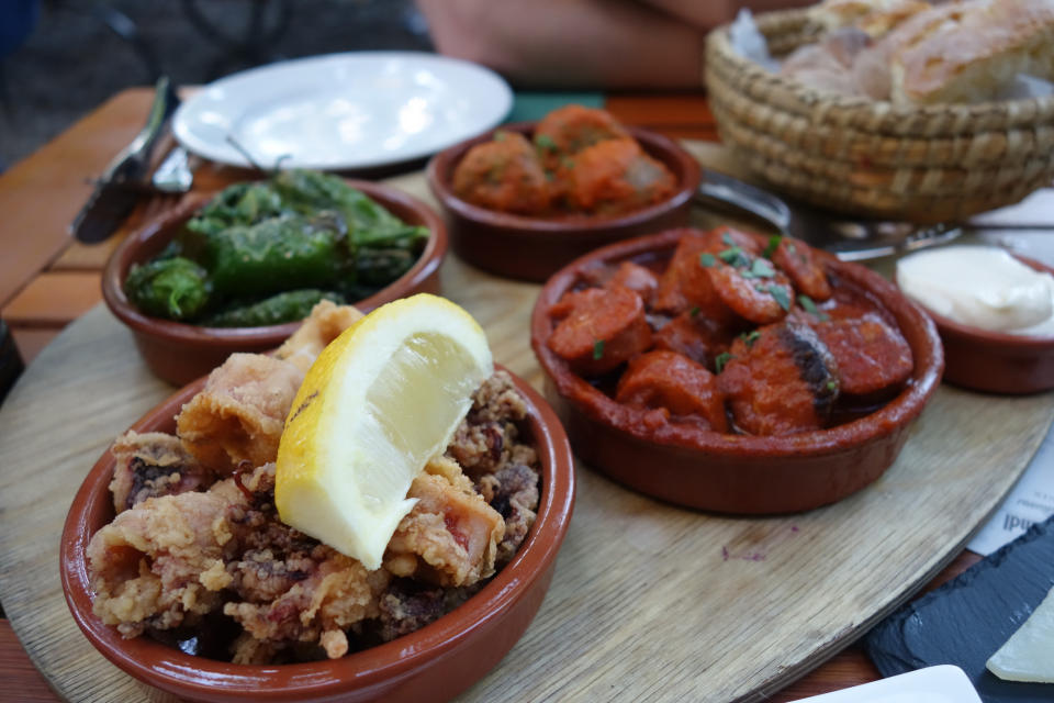 Close up of tapas on a table