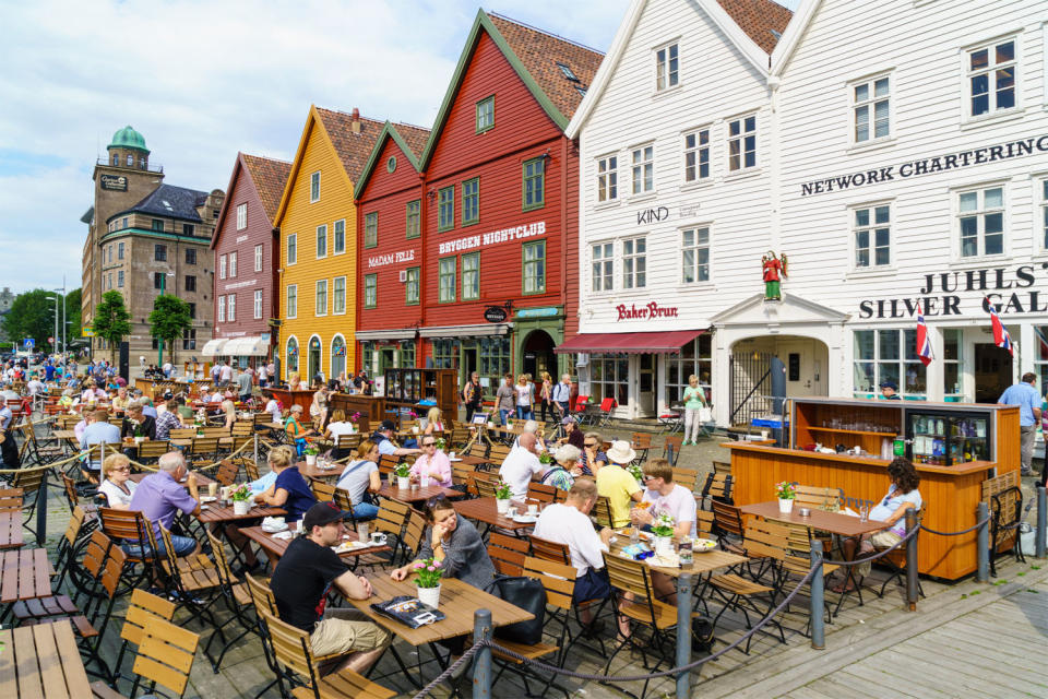 People dining outside in Norway