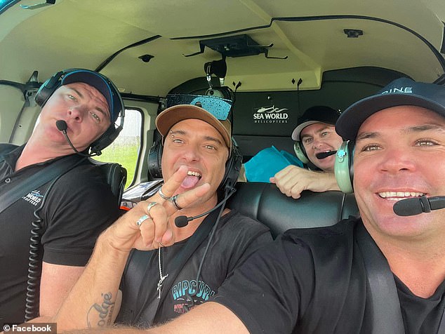 Ritchie Gregg, pictured second left, with Ash Jenkinson, left and two other mates on their flood rescue trip to Ballina and Korokai in norther NSW last year
